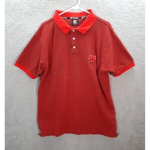Vintage Wisconsin Badgers Shirt Adult Large Red Polo NCAA College Sports Y2K